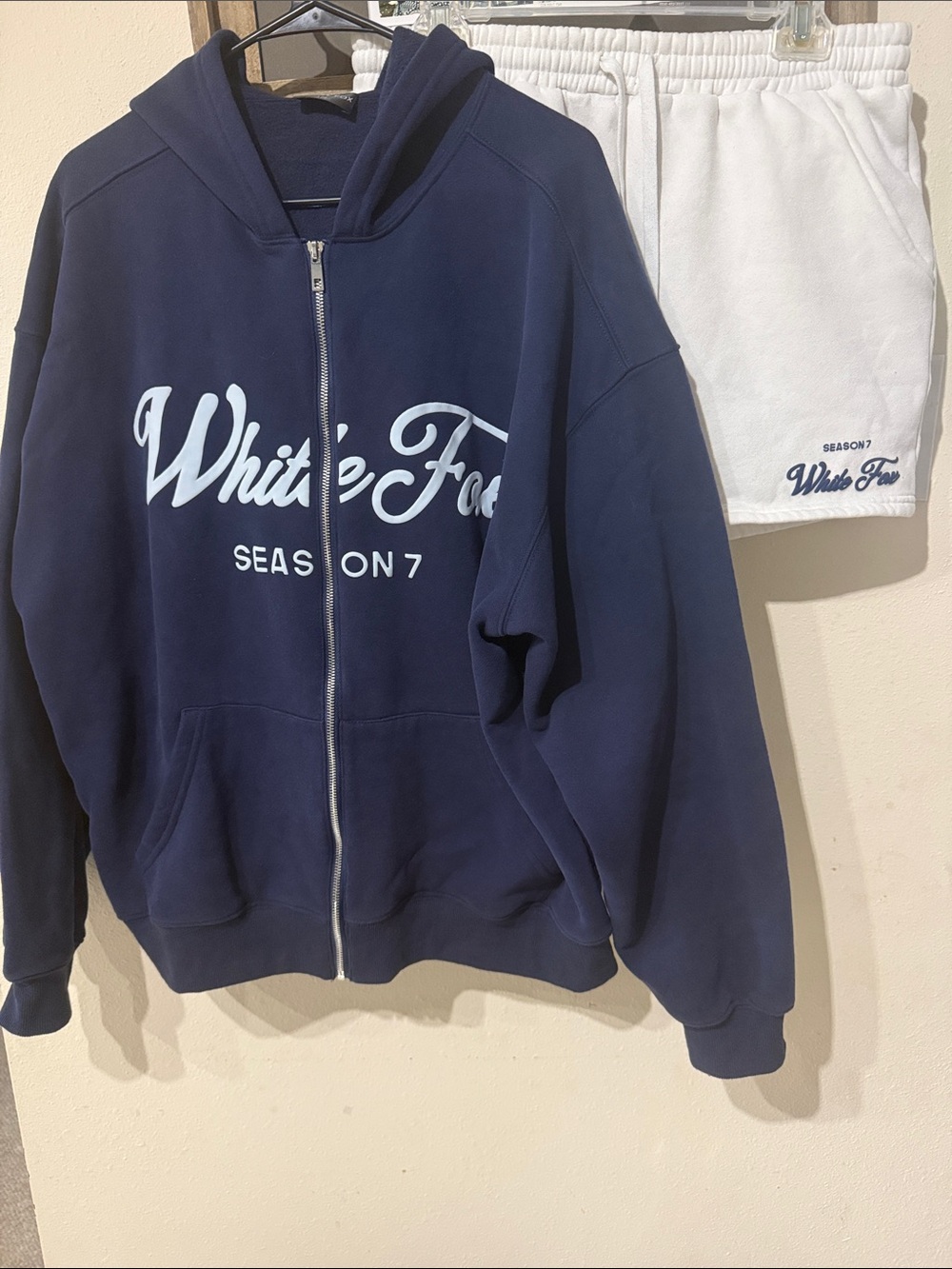 White Fox Boutique Season 7 Lounge Set Zip up Hoodie and Shorts